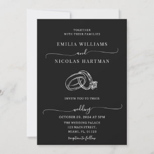 Invitation Mariage minimal noir et blanc