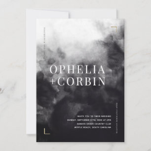 Invitation Mariage minimal noir foncé Smokey