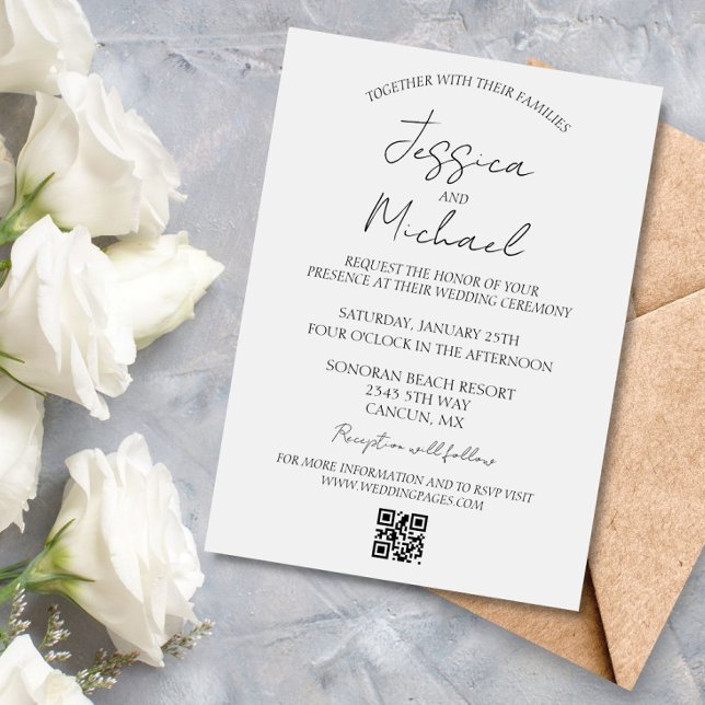 Invitation Mariage minimal simple Code QR minimal RSVP (Créateur téléchargé)