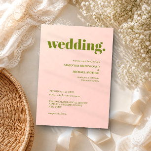 Invitation Mariage Minimal Terre Ton Rose Vert Moderne