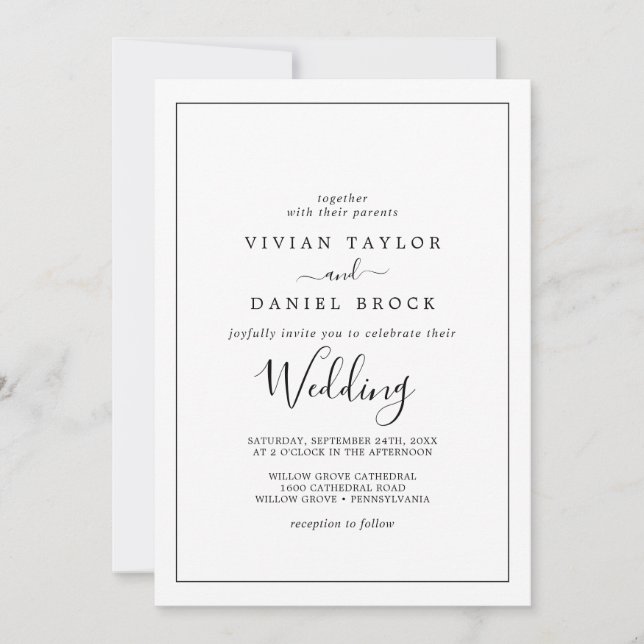 Invitation Mariage minimaliste (Devant)