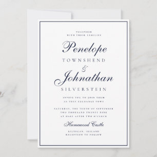 Invitation Mariage minimaliste à l'ancienne en blanc