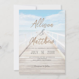 Invitation Mariage Minimaliste à l'Aquarelle sur la Plage