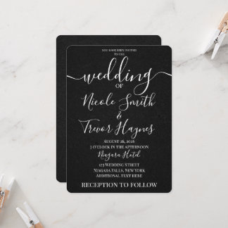 Invitation Mariage minimaliste à texture noire personnalisée