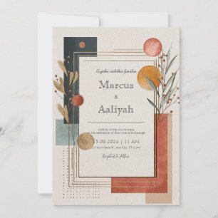 Invitation Mariage minimaliste Abstrait en terre cuite