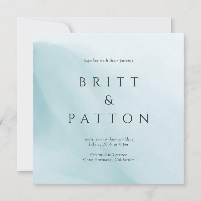 Invitation Mariage Minimaliste Abstrait Sarcelle Moderne (Devant)