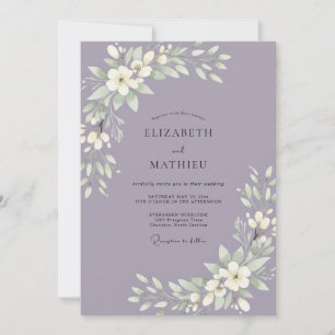 Invitation Mariage Minimaliste Améthyste Feuillu