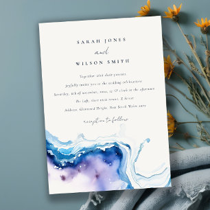 Invitation Mariage minimaliste aquarelle bord de mer côtière