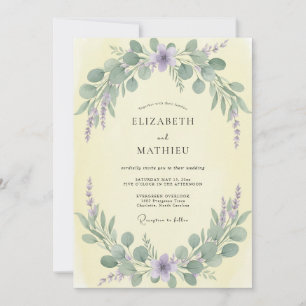 Invitation Mariage Minimaliste au Marbre Blanc Eucalyptus