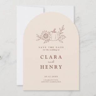 Invitation Mariage Minimaliste Automnal Organique - Épargnez