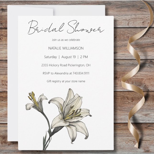 Invitation Mariage Minimaliste aux Lys Blancs (Créateur téléchargé)