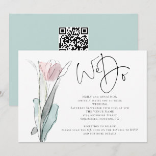 Invitation Mariage minimaliste avec code QR pour photo d'invi