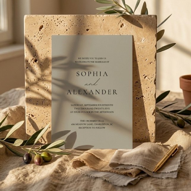 Invitation Mariage Minimaliste Beige | Élégant Moderne (Créateur téléchargé)