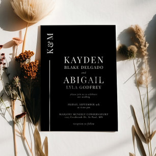 Invitation Mariage minimaliste Black Clean Line
