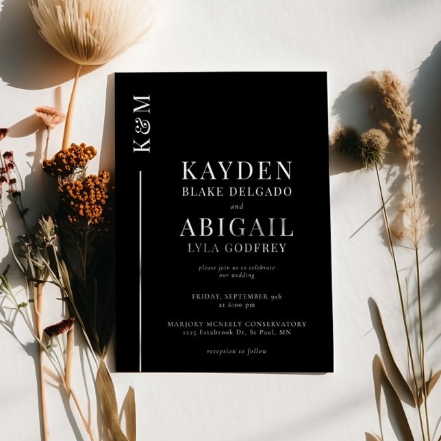 Invitation Mariage minimaliste Black Clean Line (Créateur téléchargé)
