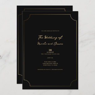 Invitation Mariage minimaliste Black & Gold