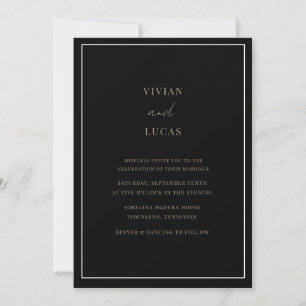 Invitation Mariage minimaliste Black Gold Modern