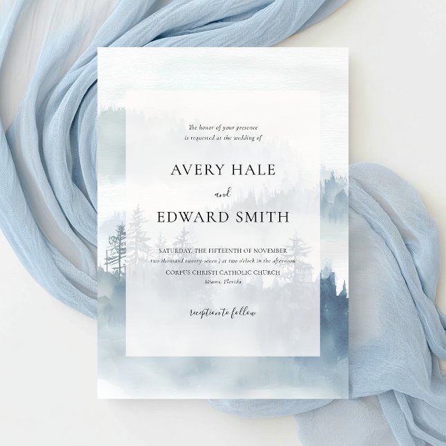 Invitation Mariage minimaliste bleu hiver moderne (Créateur téléchargé)