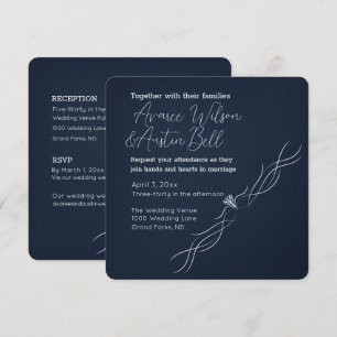 Invitation Mariage Minimaliste Bleu Nuit et Blanc