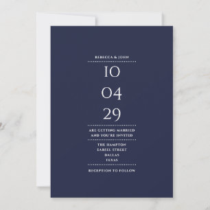Invitation Mariage Minimaliste Bleu Nuit Tout En Un