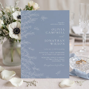 Invitation Mariage Minimaliste Bleu Poussiéreux Moderne