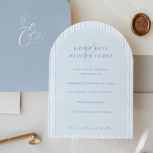 Invitation Mariage Minimaliste Bohème Bleu Poussiéreux