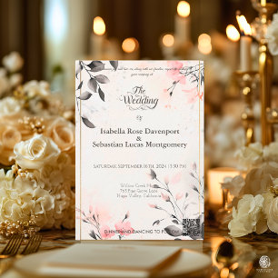 Invitation Mariage minimaliste Bohême Blush Rose et Charcoal