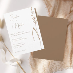 Invitation Mariage Minimaliste Bohème Chaud Terracotta & Ivoi