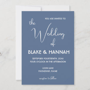 Invitation Mariage minimaliste bohème désert bleu poussiéreux
