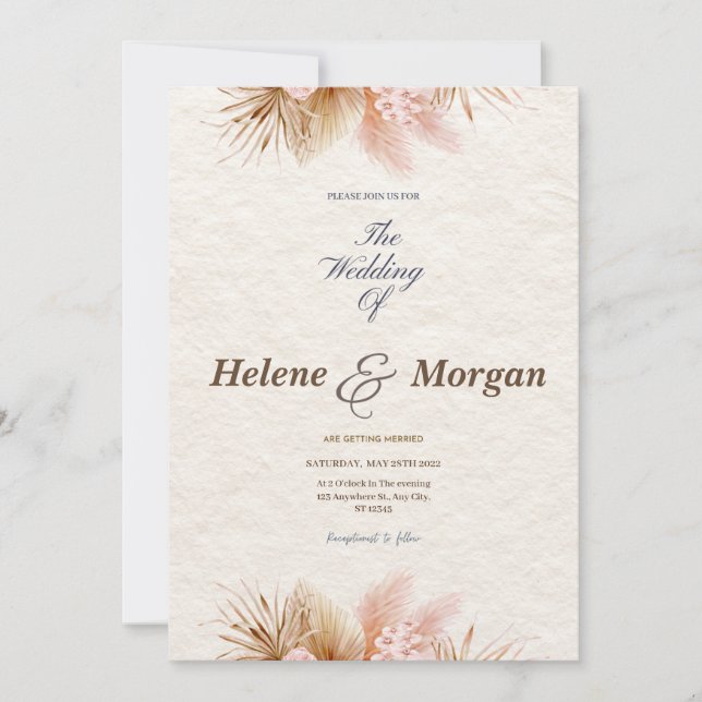 Invitation Mariage minimaliste Boho (Devant)