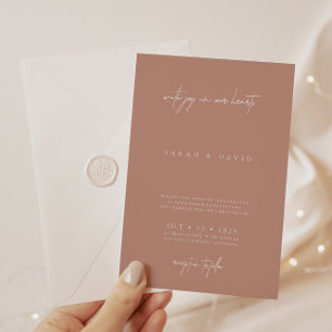 Invitation Mariage minimaliste Boho Dusty Rose Blush Pink