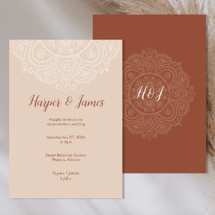 Invitation Mariage minimaliste Boho Mandala Terracotta