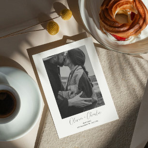 Invitation Mariage minimaliste boho photo Enregistrez la date