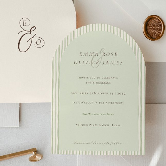 Invitation Mariage Minimaliste Boho Vert Sauge (Créateur téléchargé)