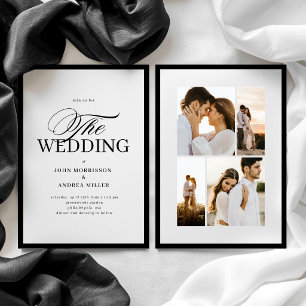 Invitation Mariage Minimaliste Bordure Photo Noir et Blanc