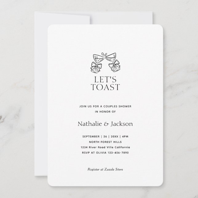 Invitation Mariage Minimaliste Champagne Couple (Devant)