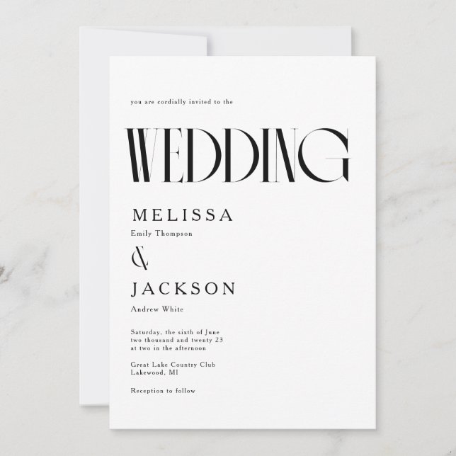 Invitation Mariage minimaliste chic (Devant)