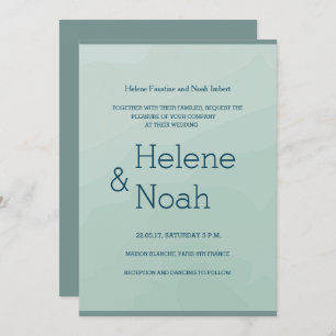 Invitation Mariage minimaliste chic bleu turquoise