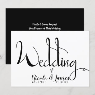 Invitation Mariage Minimaliste Chic Noir et Blanc