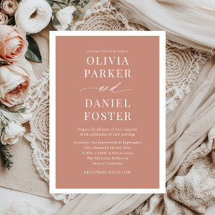 Invitation Mariage minimaliste classique en terre cuite Boho