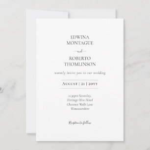 Invitation Mariage minimaliste classique noir et blanc Herita