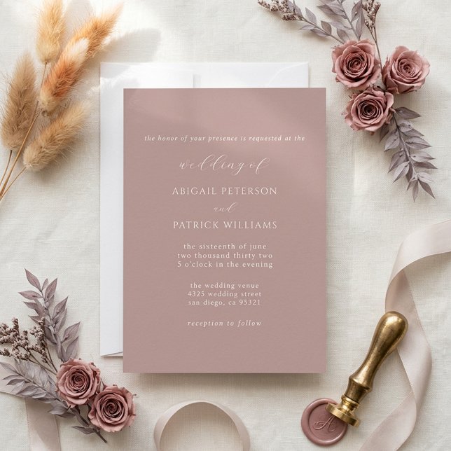 Invitation Mariage Minimaliste Classique Rose Poussiéreux (Créateur téléchargé)
