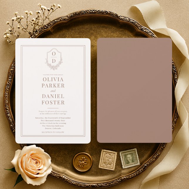 Invitation Mariage Minimaliste Crête Marron Mocha (Créateur téléchargé)
