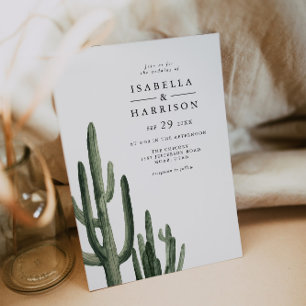 Invitation Mariage minimaliste dans le désert de cactus Sagua