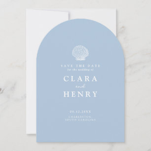 Invitation Mariage Minimaliste de Coquillages Côtiers Épargne