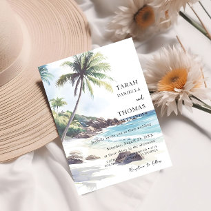 Invitation Mariage minimaliste de destination de plage d'été