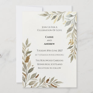 Invitation Mariage Minimaliste de la Branche d'Olivier
