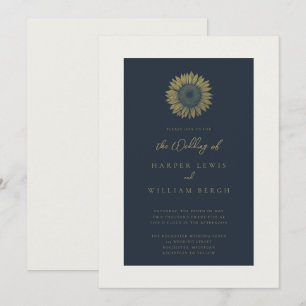 Invitation mariage minimaliste de la marine tournesol
