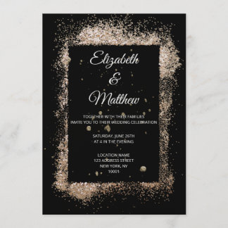 Invitation Mariage minimaliste de la Parties scintillant noir