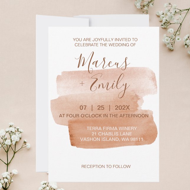 Invitation Mariage minimaliste de l'aquarelle moderne (Créateur téléchargé)